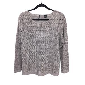 Isda & Co Open Knit Crochet Minimalist Cottage Dolman Sleeve Pullover Sweater M